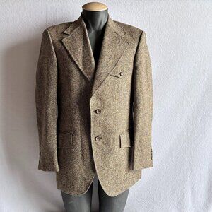 1970s Brown Wool Tweed Western Style Sport Coat Blazer Suit Jacket 40